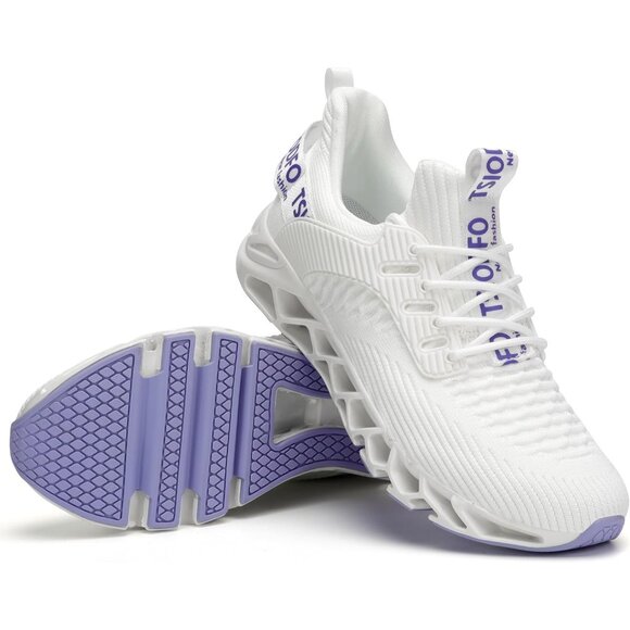 Women's Casual Running Walking Tennis Athletic Sneakers Shoes All White - Picture 2 of 7